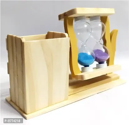 Wooden Pen Stand with Timer for Office Table  Study Table, Pen Stand for Teachers Doctors Advocates, Diwali New Year Festival Corporate Gifts-thumb2