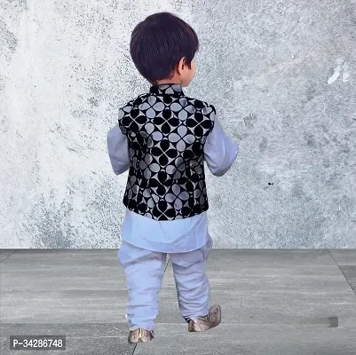 Stylish White Cotton Coat With Trouser Set For Kids-thumb2