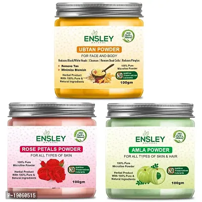 Ensley Natural 100% Ubtan  Rose Amla Amla Deep Cleaning, Exfollating  Detoxifying ,Whitening  Brighting Skin  Face For Unisex(300Gm_Pack Of 3 ) _100gm Each