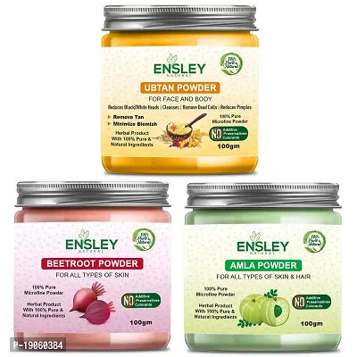 Ensley Natural 100% Ubtan  Beet Root  Amla Deep Cleaning, Exfollating  Detoxifying ,Whitening  Brighting Skin  Face For Unisex(300Gm_Pack Of 3 ) _100gm Each