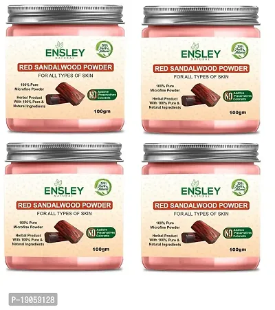 Ensley Natural  Pure Red Sandal Wood Powder For May Help In Removal Of Sun Tan And Dullness (Red_400 Gm-Pack Of 4)