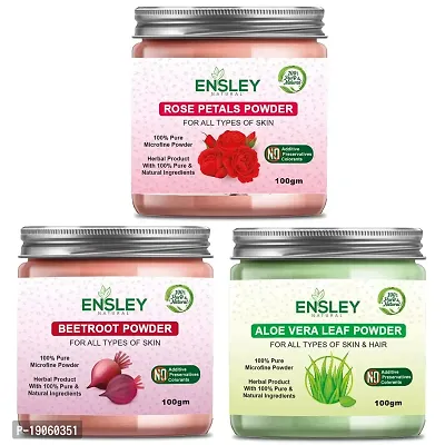 Ensley Natural Rose Petal Beet Root Aloevera Leaf Deep Cleaning, Exfollating  Detoxifying ,Whitening  Brighting Skin  Face For Unisex(300Gm_Pack Of 3 ) _100gm Each