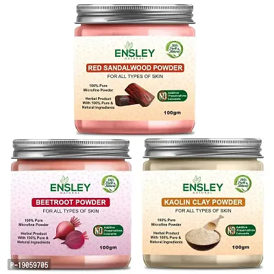 Ensley Face Pack Red Sandalwood And Beet Root And Kaolin Clay Powder (Multicolour_300Gm)Pack Of 3 (100Gm Each)-thumb0