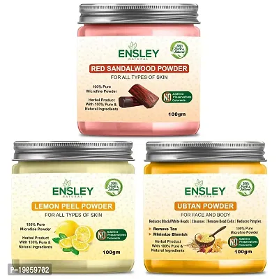 Ensley Face Pack Red Sandalwood  Lemon Peel  Ubtan Powder (Multicolour_300Gm)Pack Of 3 (100Gm Each)-thumb0