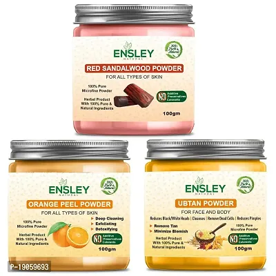 Ensley Face Pack Red Sandal Wood And Orange Peel And Ubtan Powder (Multicolour_300Gm)Pack Of 3 (100Gm Each)-thumb0