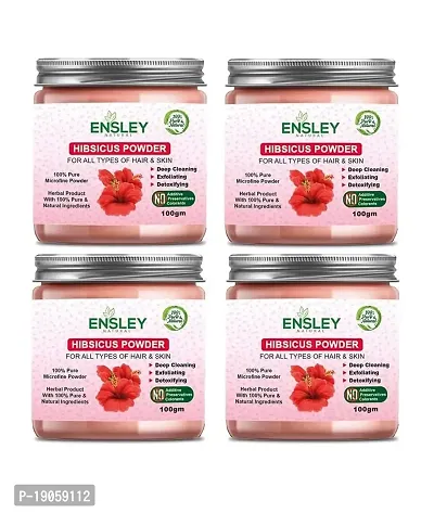 Ensley Pure Hibiscus Powder For Deep Cleansing (Red_400 Gm-Pack Of 4)