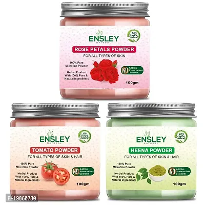 Ensley Natural Rose Petal Tomato Heena Deep Cleaning, Exfollating  Detoxifying ,Whitening  Brighting Skin  Face For Unisex(300Gm_Pack Of 3 ) _100gm Each