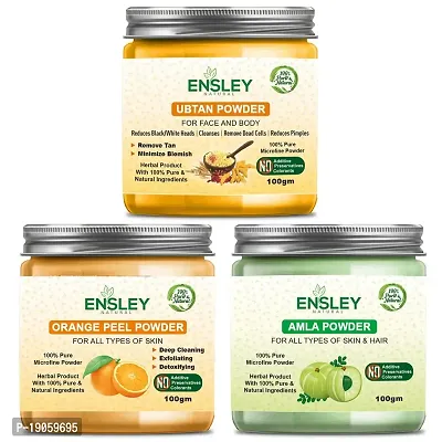 Ensley Natural 100% Ubtan  Orange Peel Amla Deep Cleaning, Exfollating  Detoxifying ,Whitening  Brighting Skin  Face For Unisex(300Gm_Pack Of 3 ) _100gm Each-thumb0