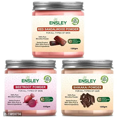 Ensley Face Pack Red Sandalwood And Beet Root And Shikakai Powder (Multicolour_300Gm)Pack Of 3 (100Gm Each)-thumb0