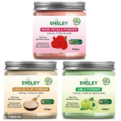 Ensley Natural Rose Petal Kaolin Clay Amla Deep Cleaning, Exfollating  Detoxifying ,Whitening  Brighting Skin  Face For Unisex(300Gm_Pack Of 3 ) _100gm Each