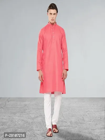 Muhuratam Mens Ethnic Wear Gajri Colour Solid Cotton Kurta Pyjama Set