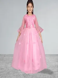 Muhuratam Girls Pink Embroidery Gown-thumb2