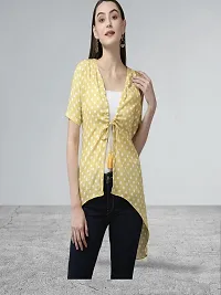 Muhuratam Womens Yellow Color Cotton Blend Polka Dot Shrug-thumb4