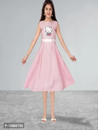 Muhuratam Girls Pink Color Self Design Dress-thumb5