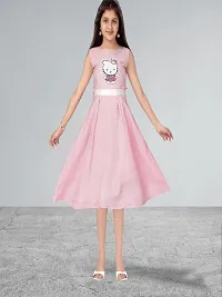 Muhuratam Girls Pink Color Self Design Dress-thumb1