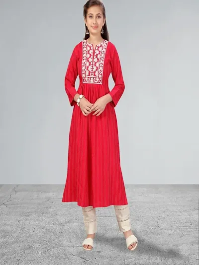 Embroidered Cotton Blend Salwar Suit Set for Girls