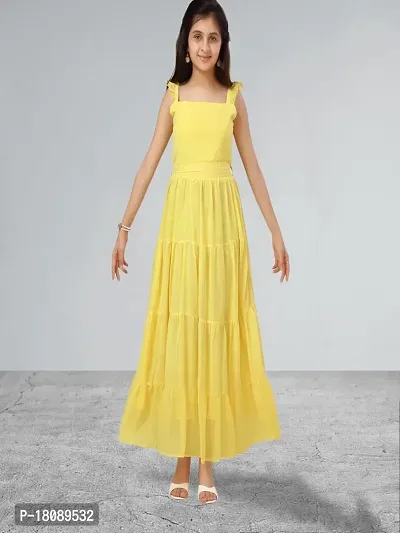 Muhuratam Girls Yellow Color Dress