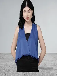 Muhuratam Womens Blue Color Cotton Blend Casual Wear Shrug-thumb3