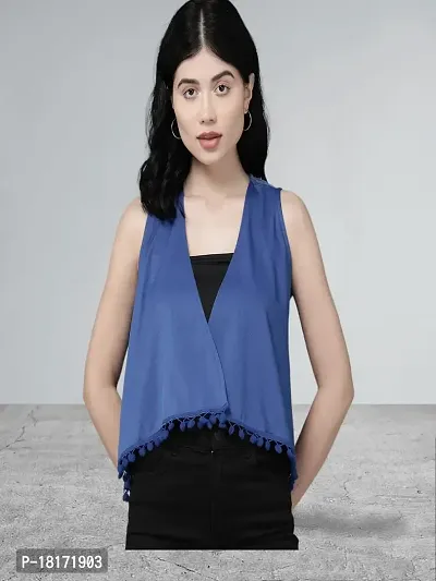 Muhuratam Womens Blue Color Cotton Blend Casual Wear Shrug-thumb4