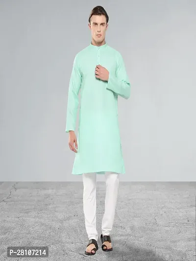 Men's Ethnic Wear Orange Solid Cotton Kurta Pajama Set-thumb0