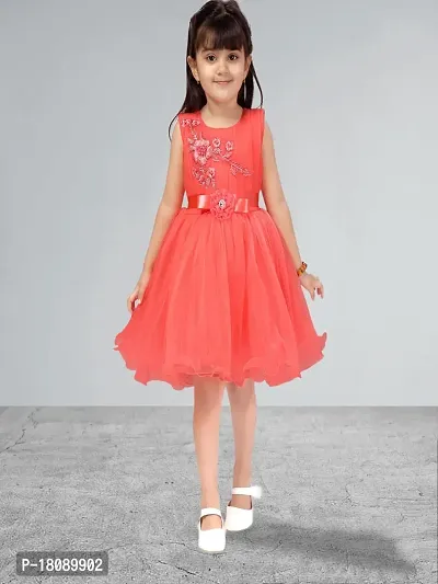 Muhuratam Girls red coloured Party Wear FROCK-thumb0