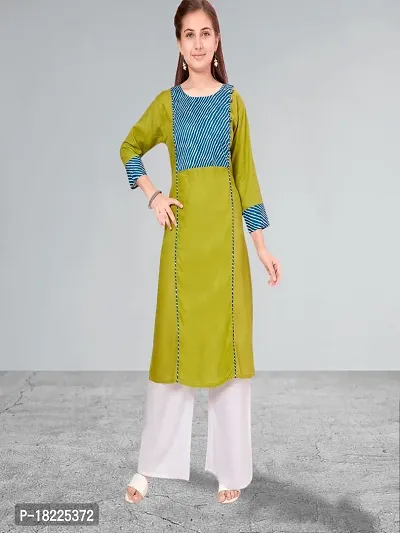 Muhuratam Girls Green Color Cotton Printed-Solid Kurti-thumb4