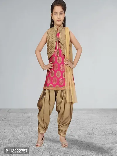 Muhuratam Girls Rani-Gold Colour Suit Salwar Set-thumb0
