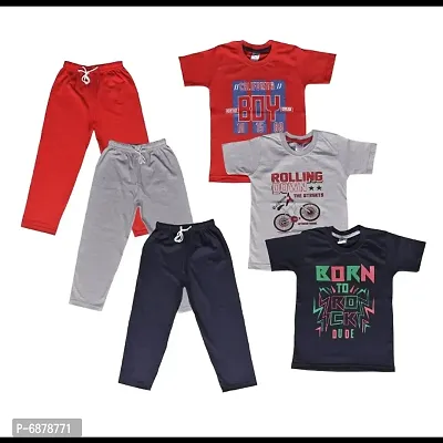 BOYS T-SHIRT AND PANT  SET COMBO PACK OF 3