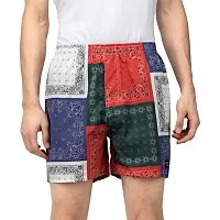 Scarf Print Boxers | Mandala Boxer Shorts for Men with Pockets - Eco Friendly Cotton Soft Men Shorts-Adjustable and Durable Material-Mens Summer Casual Shorts with 1 Back Pocket - Premium Elasticated Waist with extra comfort.-thumb1