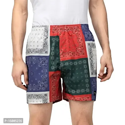 Scarf Print Boxers | Mandala Boxer Shorts for Men with Pockets - Eco Friendly Cotton Soft Men Shorts-Adjustable and Durable Material-Mens Summer Casual Shorts with 1 Back Pocket - Premium Elasticated Waist with extra comfort.-thumb2