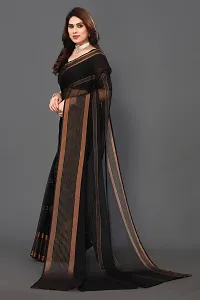 Beautiful Black Cotton Saree With Blouse Piece For Women-thumb3