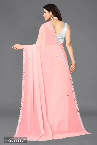 Beautiful Peach Georgette Saree With Blouse Piece For Women-thumb3