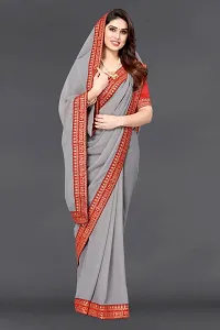 Beautiful Grey Georgette Saree With Blouse Piece For Women-thumb3