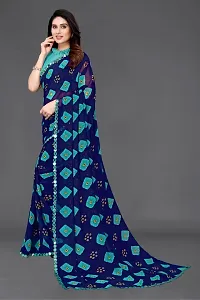 Beautiful Blue Georgette Saree With Blouse Piece For Women-thumb3