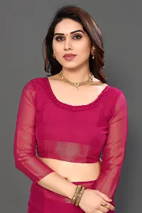 Beautiful Pink Chiffon Saree With Blouse Piece For Women-thumb3