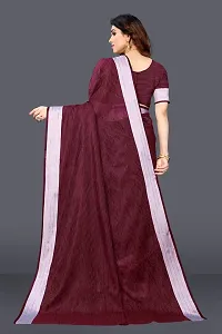 Beautiful Purple Linen Saree With Blouse Piece For Women-thumb4