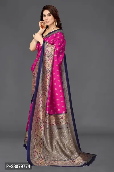 Beautiful Pink Art Silk Saree With Blouse Piece For Women-thumb3