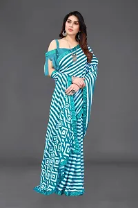 Beautiful Sky Blue Georgette Saree With Blouse Piece For Women-thumb3