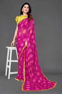 Beautiful Pink Georgette Saree With Blouse Piece For Women-thumb2