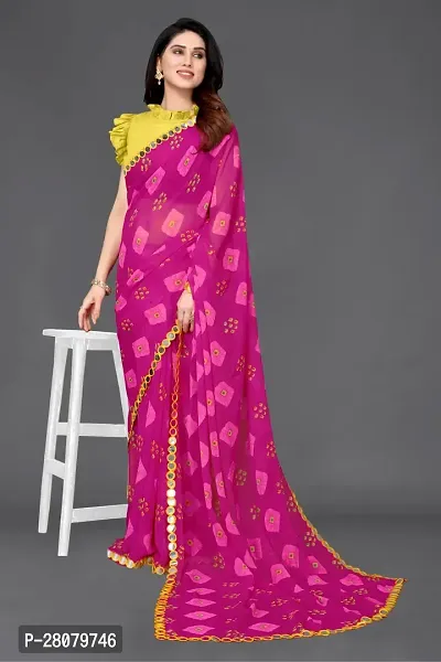 Beautiful Pink Georgette Saree With Blouse Piece For Women-thumb3