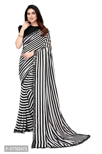 Beautiful Black Georgette Saree With Blouse Piece For Women-thumb0