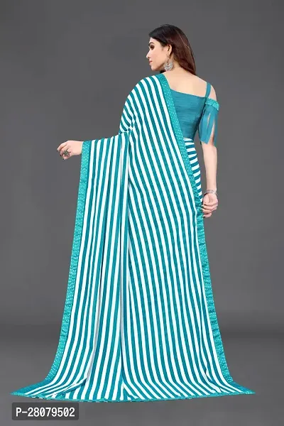 Beautiful Sky Blue Georgette Saree With Blouse Piece For Women-thumb3