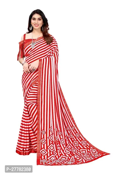 Beautiful Red Georgette Saree With Blouse Piece For Women-thumb0