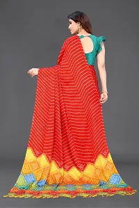 Beautiful Red Chiffon Saree With Blouse Piece For Women-thumb4