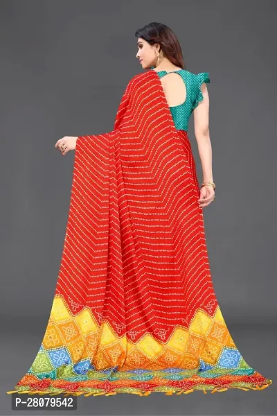 Beautiful Red Chiffon Saree With Blouse Piece For Women-thumb5