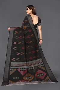 Beautiful Black Linen Saree With Blouse Piece For Women-thumb3