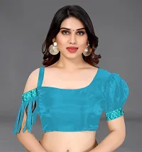 Beautiful Sky Blue Georgette Saree With Blouse Piece For Women-thumb3