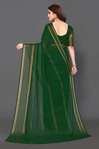 Beautiful Green Chiffon Saree With Blouse Piece For Women-thumb2