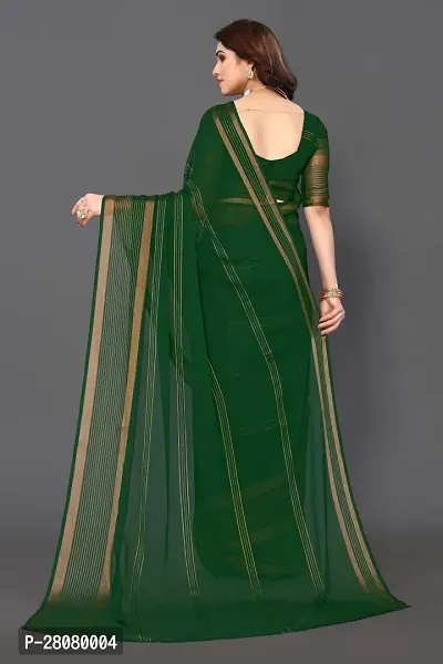 Beautiful Green Chiffon Saree With Blouse Piece For Women-thumb3