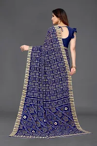 Beautiful Navy Blue Georgette Saree With Blouse Piece For Women-thumb3